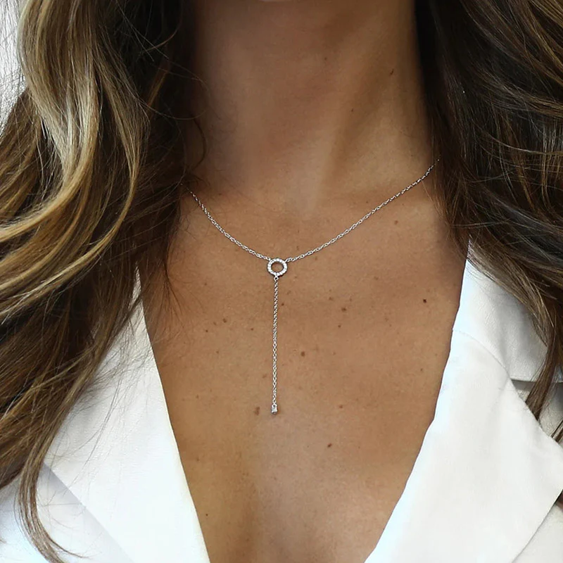 Minimal Circle Drop Pendant Necklace - Image 2