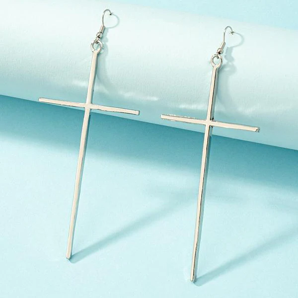 Minimal Exaggerated Cross Earrings - Image 5