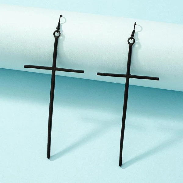 Minimal Exaggerated Cross Earrings - Image 6