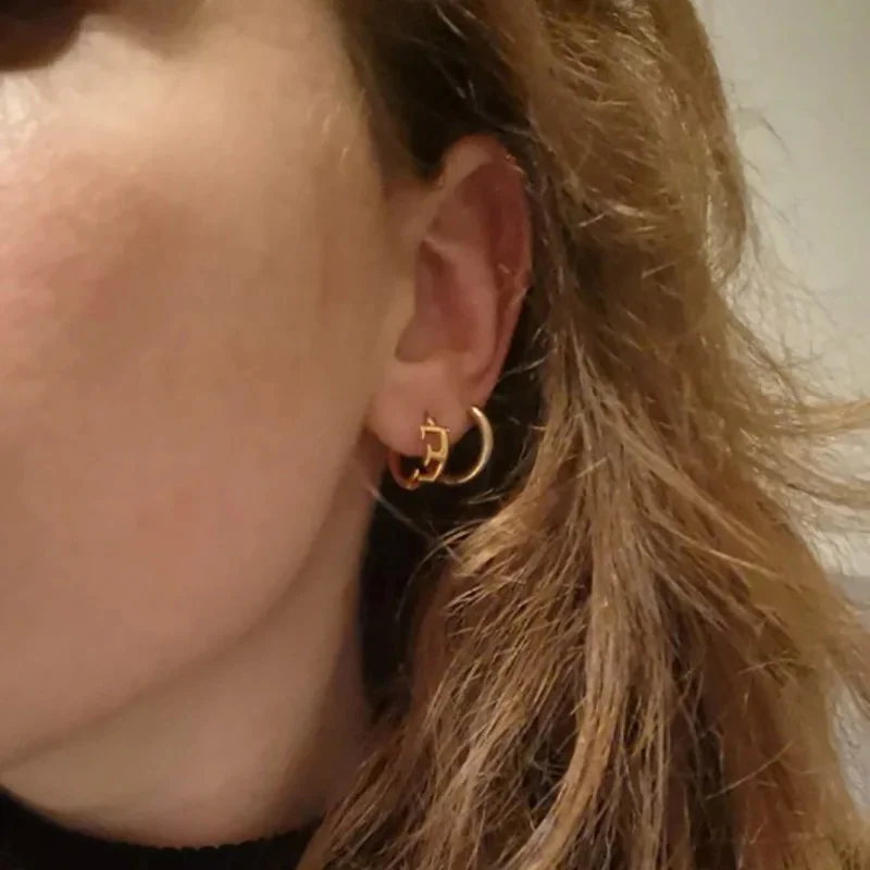 Minimal Initial Letter Stud Earrings - Image 2