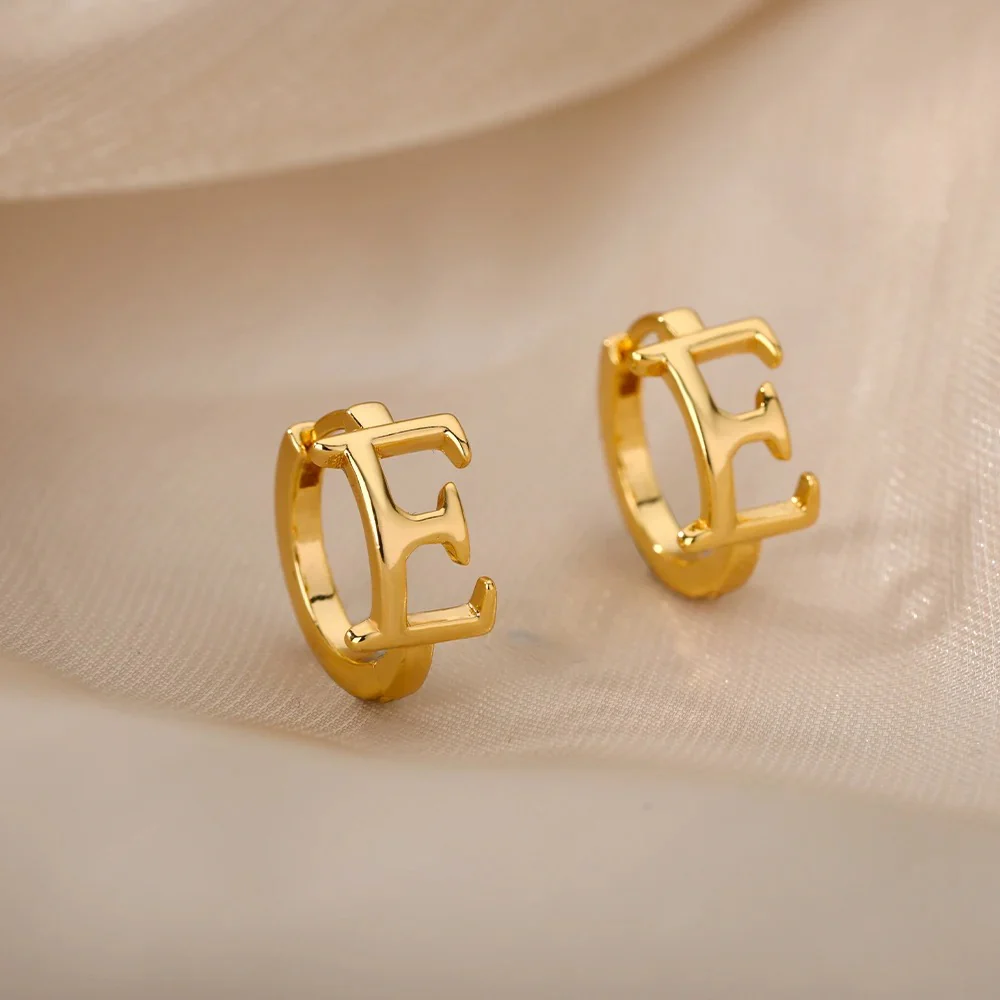 Minimal Initial Letter Stud Earrings - Image 3