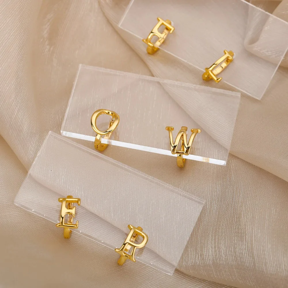 Minimal Initial Letter Stud Earrings - Image 5