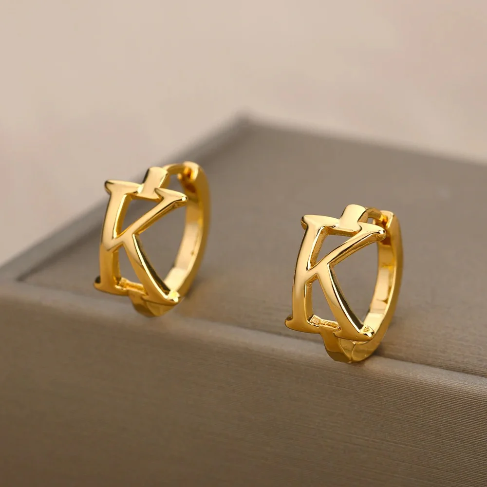 Minimal Initial Letter Stud Earrings - Image 6
