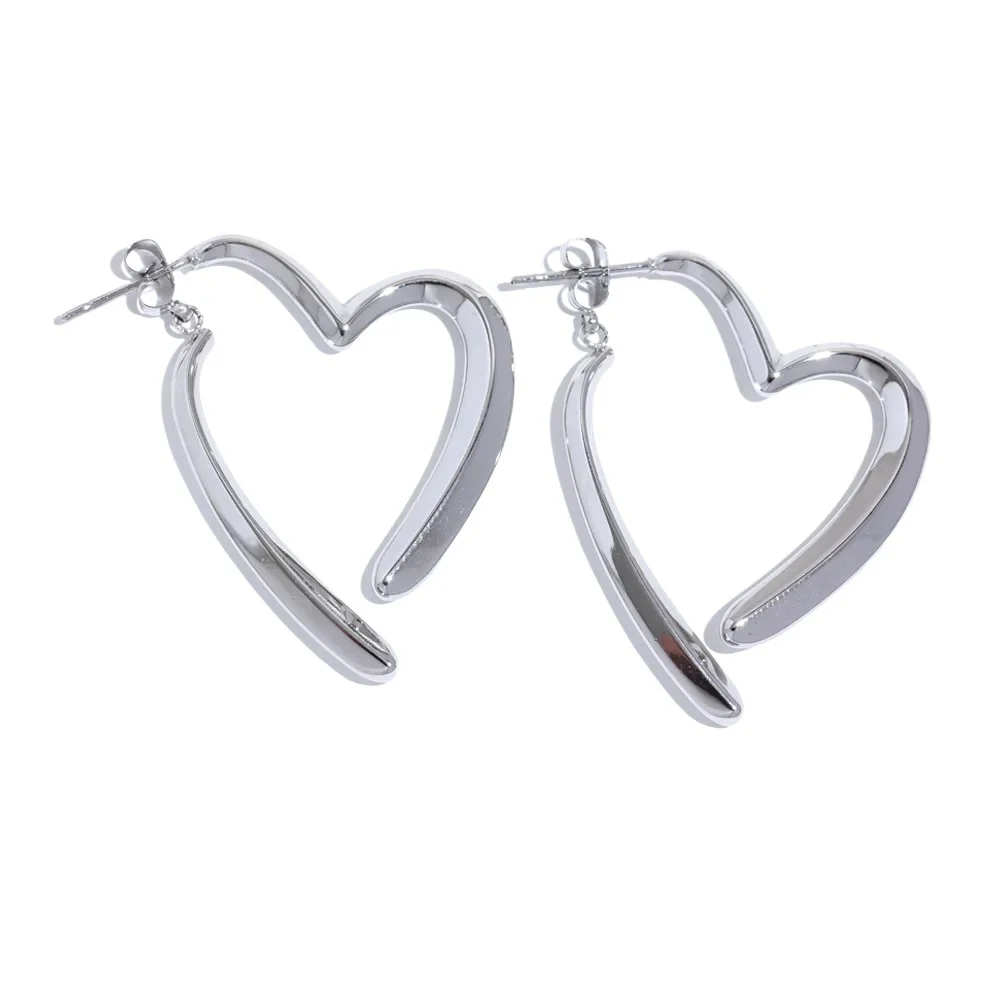 Minimal Removable Hollow Love Heart Earrings - Image 2