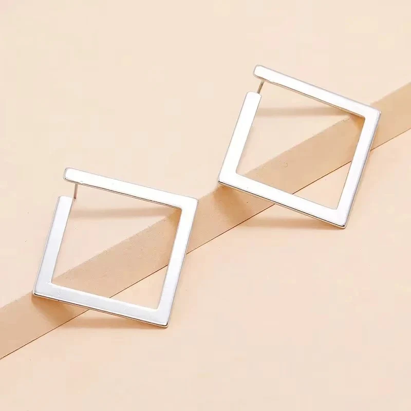 Minimal Square Geometric Earrings - Image 4