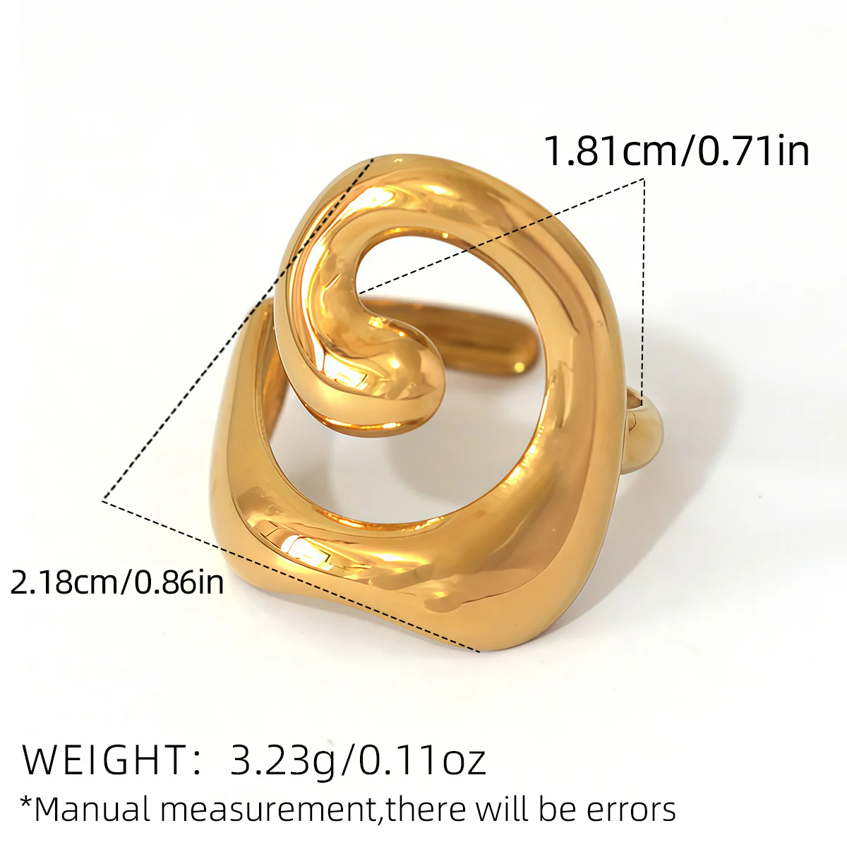 Minimalist 18K Gold Plated Opening Ring - Image 3