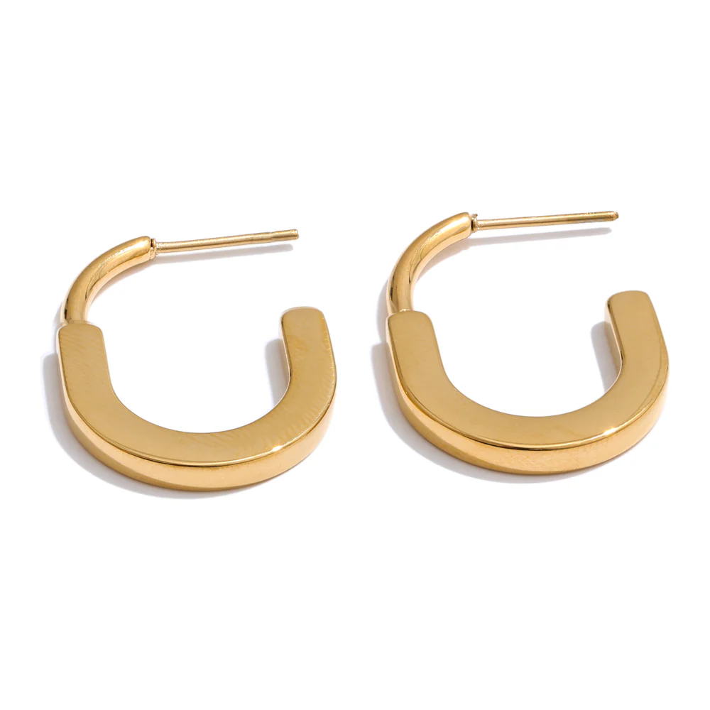 Minimalist U-Shaped Hoop Earrings - Image 2