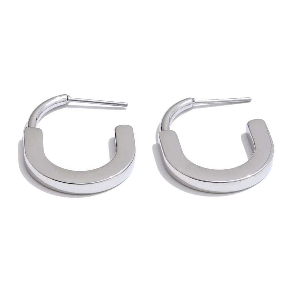 Minimalist U-Shaped Hoop Earrings - Image 3