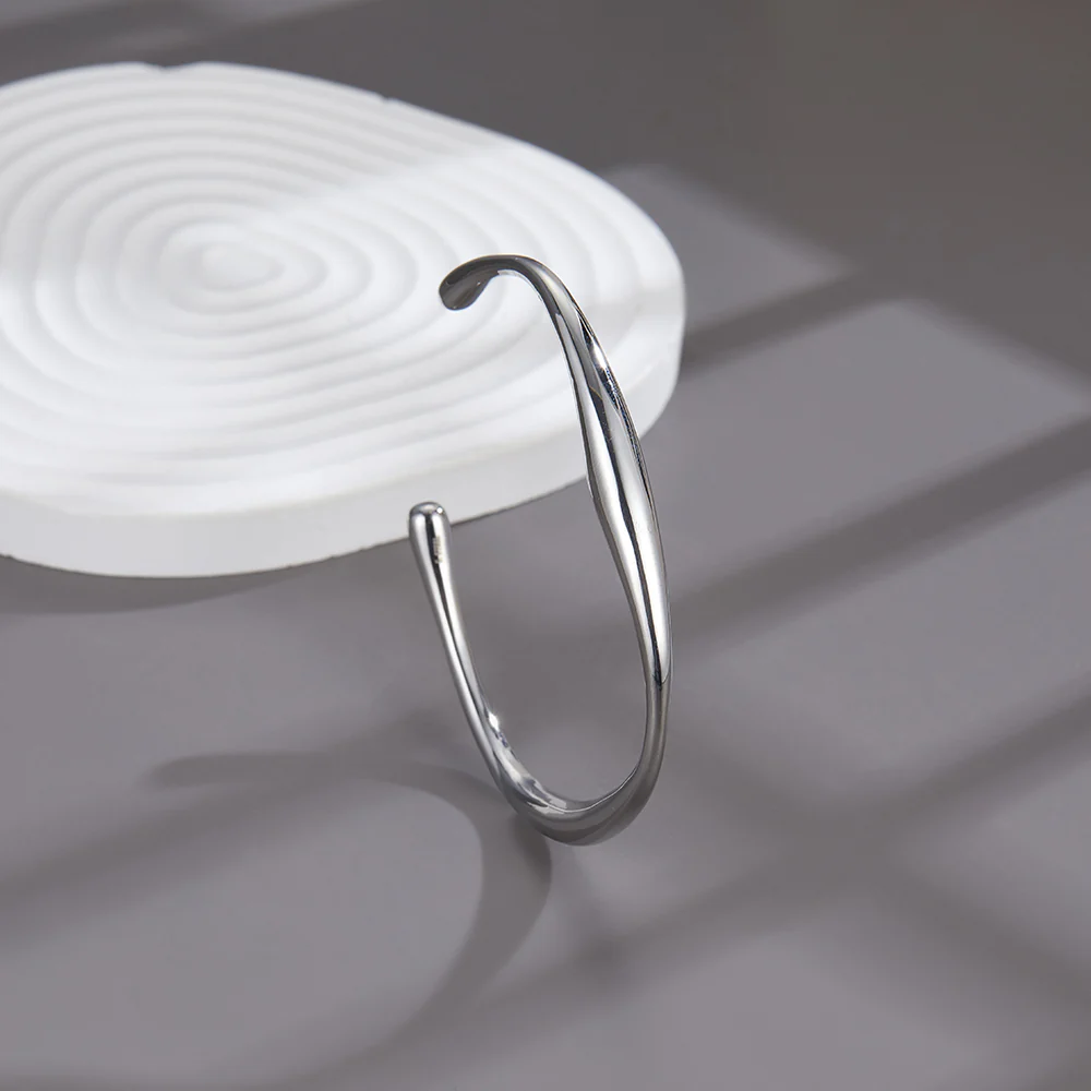 Minimalist Wave Open Cuff Bracelet - Image 2