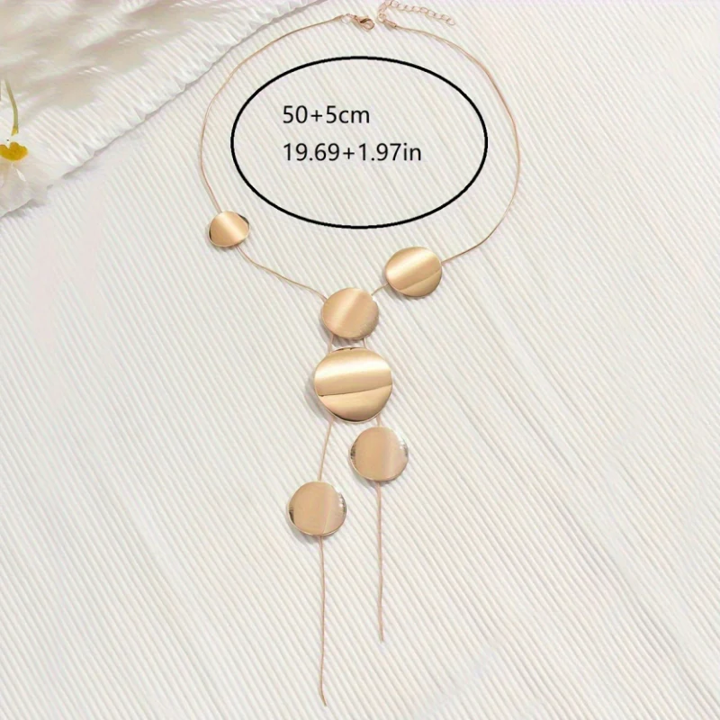 Modern Geometric Disc Y-Necklace - Image 2
