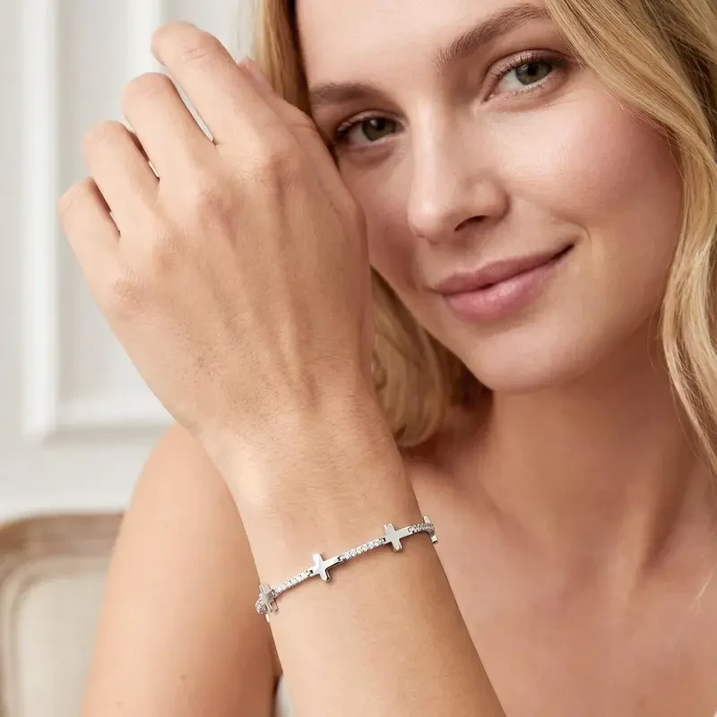 Moissanite Cross Bracelet - Image 3