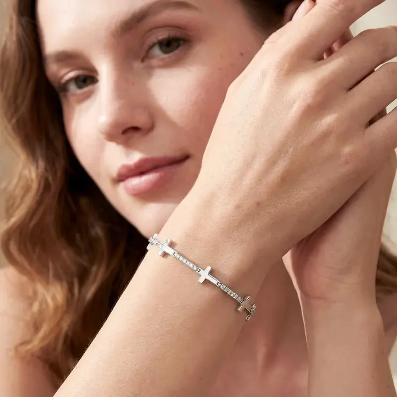 Moissanite Cross Bracelet - Image 5