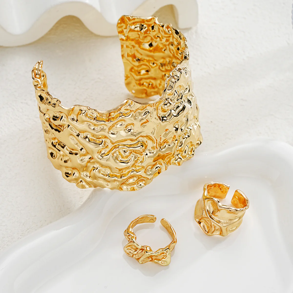 Molten Texture Cuff & Ring Set - Image 3