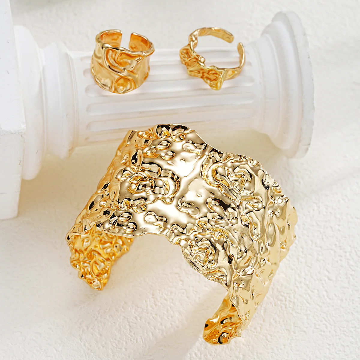 Molten Texture Cuff & Ring Set - Image 4