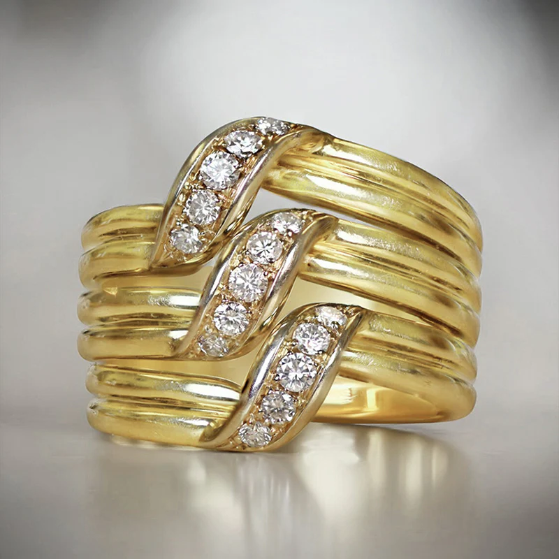 Multi-Band Crystal Wave Ring - Image 2