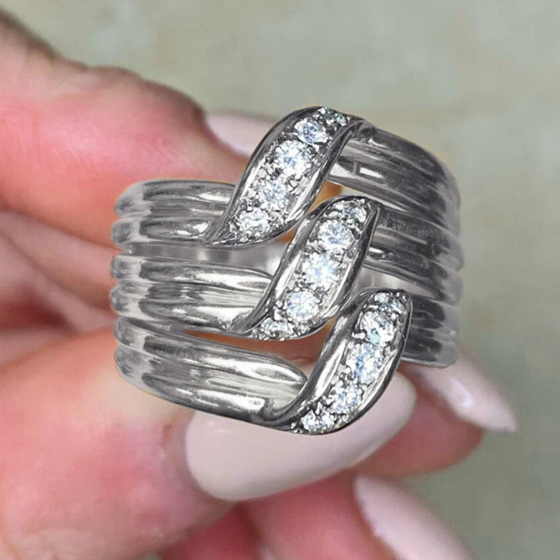 Multi-Band Crystal Wave Ring - Image 3