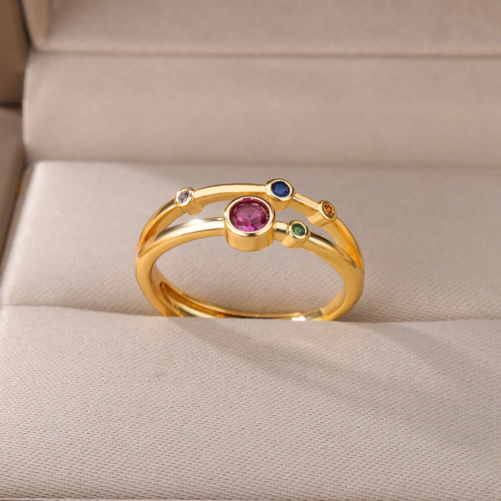 Multicolor Gem Cluster Statement Ring - Image 2