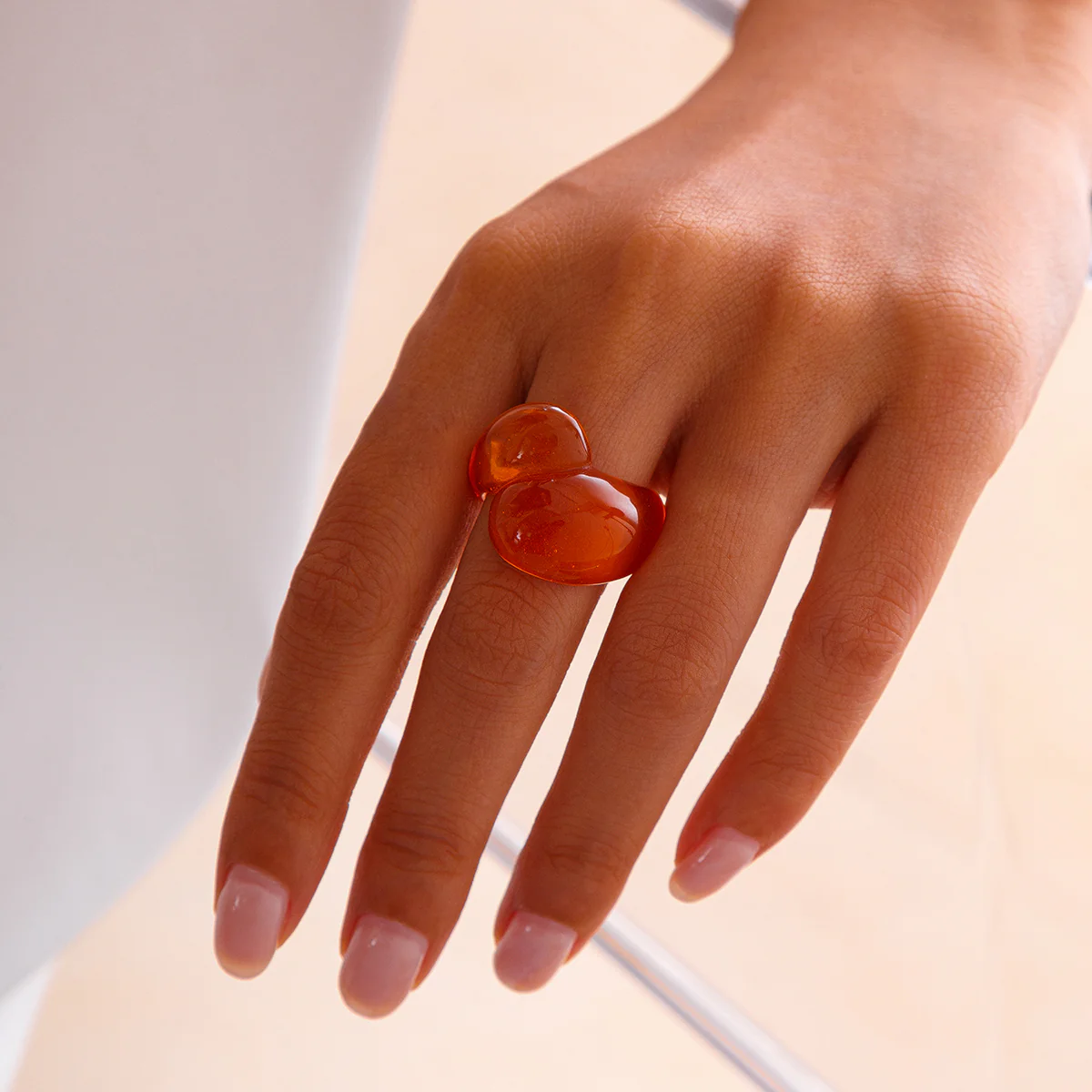 Multicolor Resin Water Drop Chunky Ring - Image 2