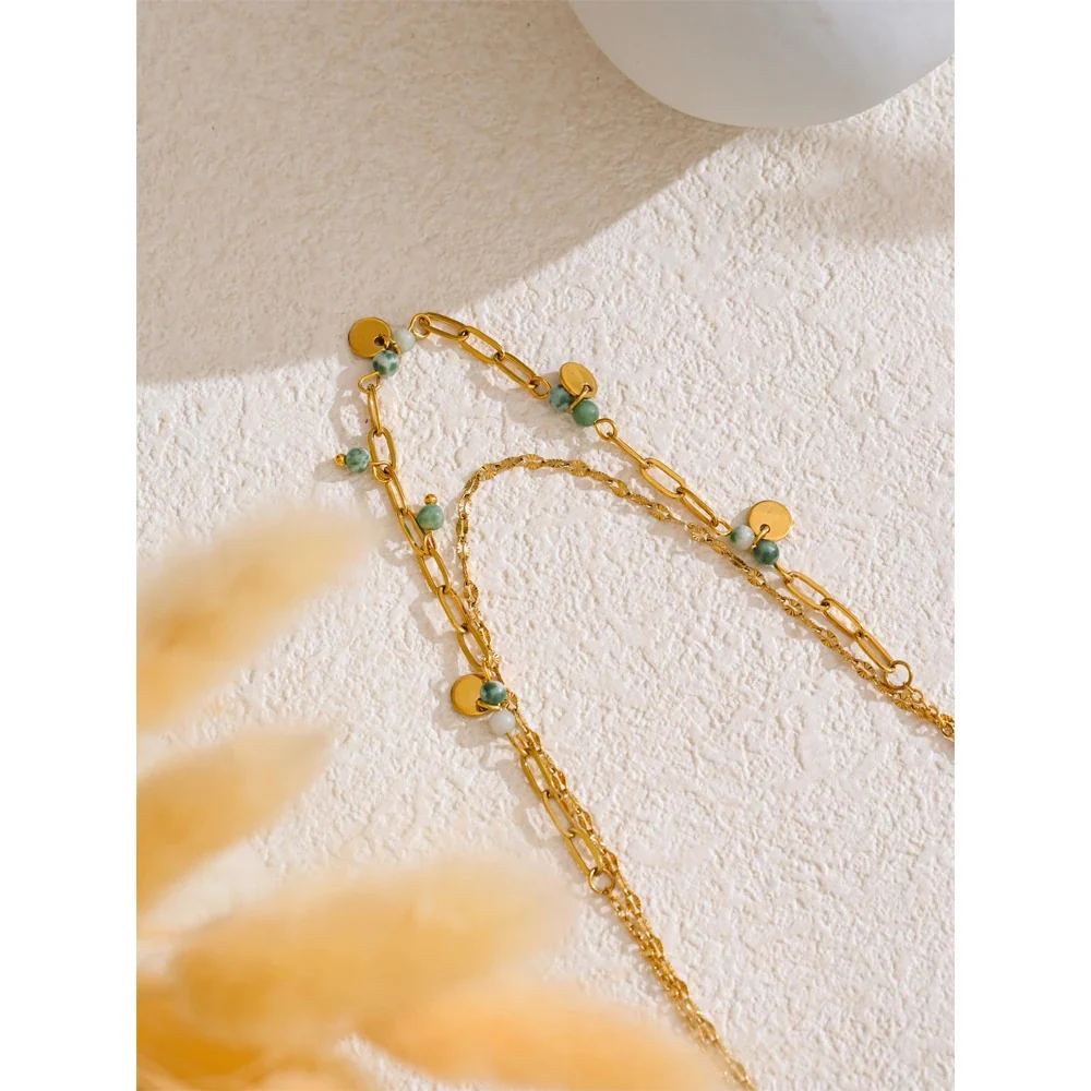 Natural Stone Double Layer Necklace - Image 3