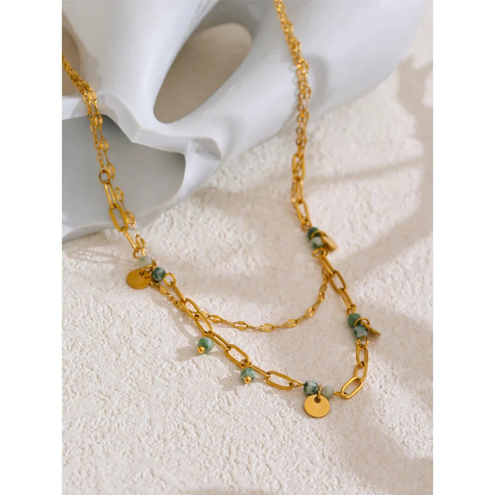 Natural Stone Double Layer Necklace - Image 4
