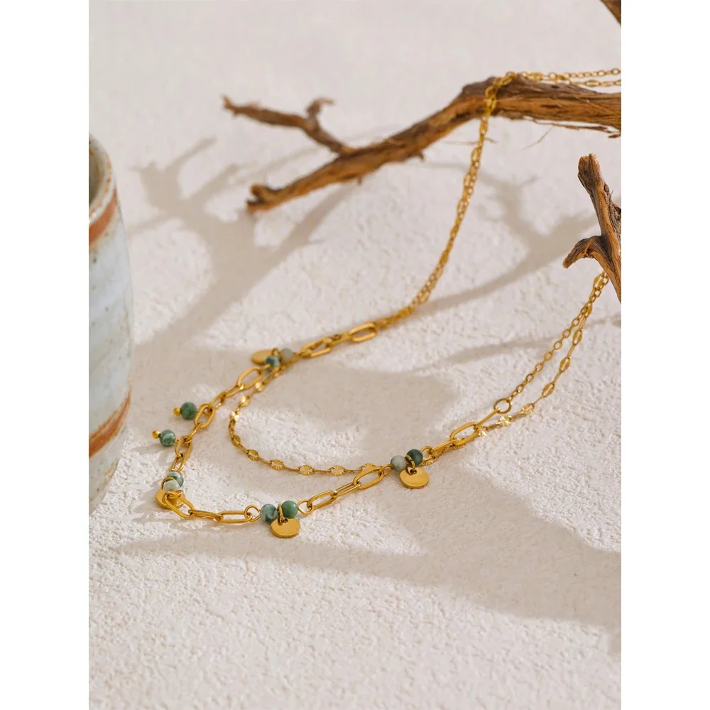 Natural Stone Double Layer Necklace - Image 5