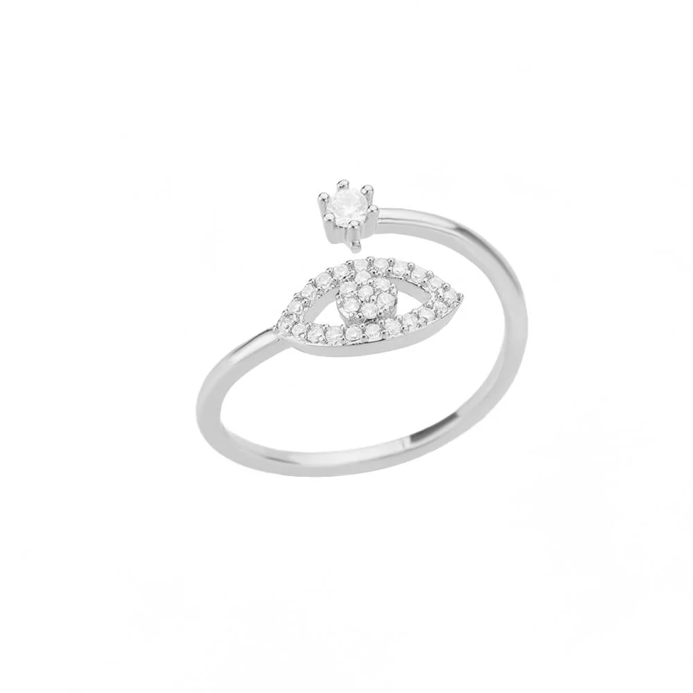 Open Gold Ring with Diamond Eye Accent - Image 2