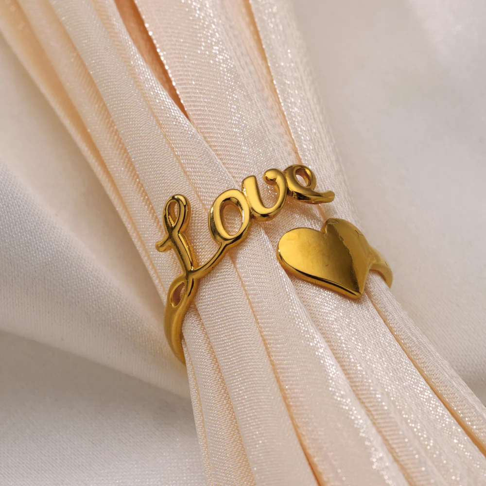 Open Heart Stainless Steel Ring