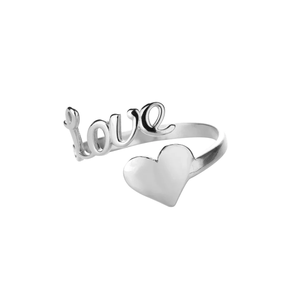Open Heart Stainless Steel Ring - Image 2