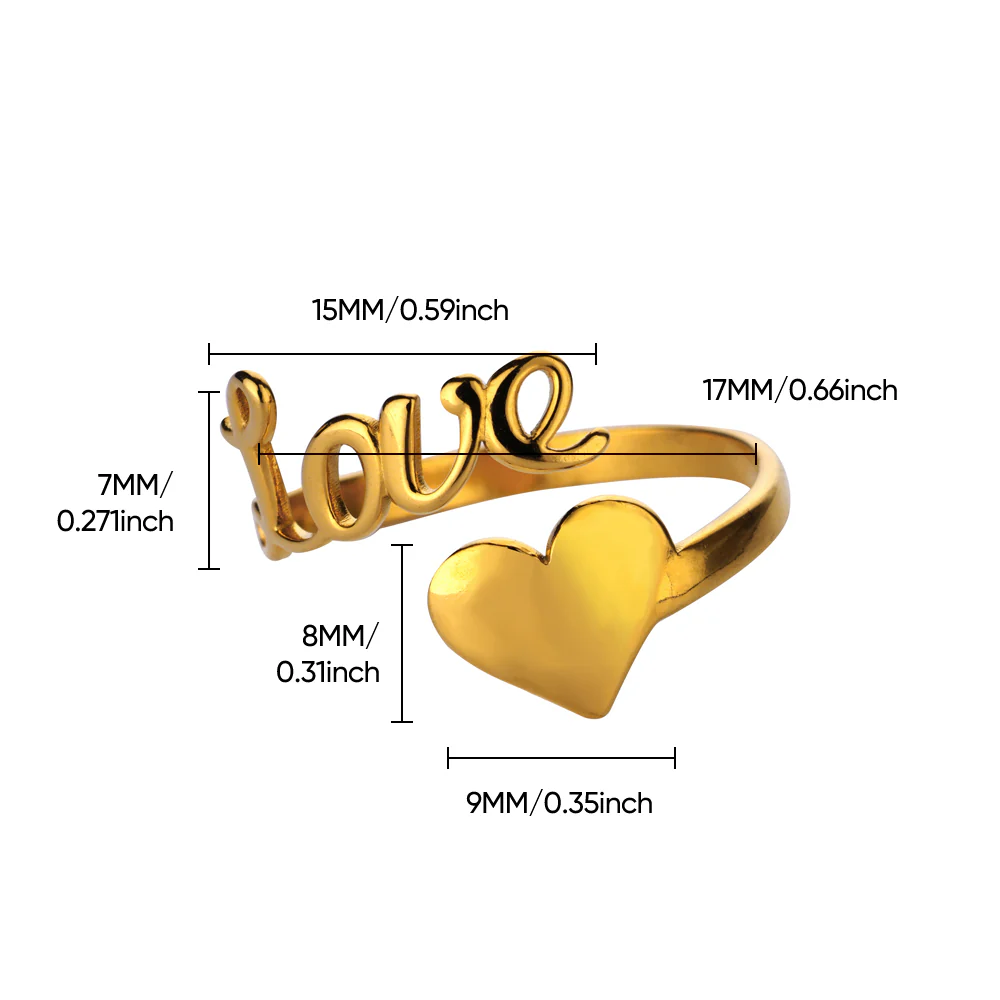 Open Heart Stainless Steel Ring - Image 4