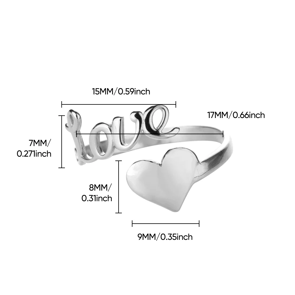 Open Heart Stainless Steel Ring - Image 5