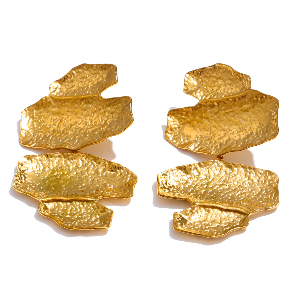Organic Hammered Metal Stud Earrings - Image 2