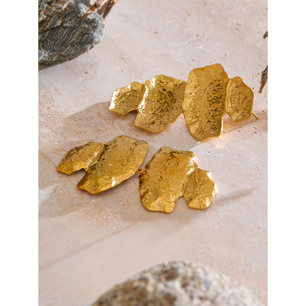 Organic Hammered Metal Stud Earrings - Image 4