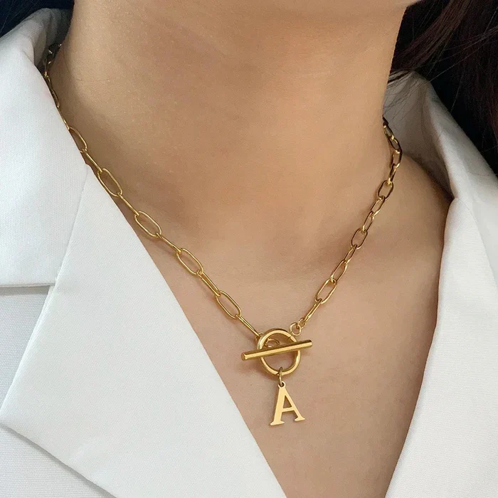 Paperclip Letter Initial Necklace - Image 3