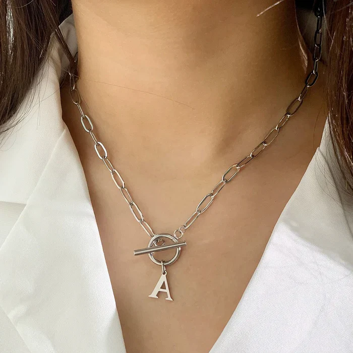 Paperclip Letter Initial Necklace - Image 4