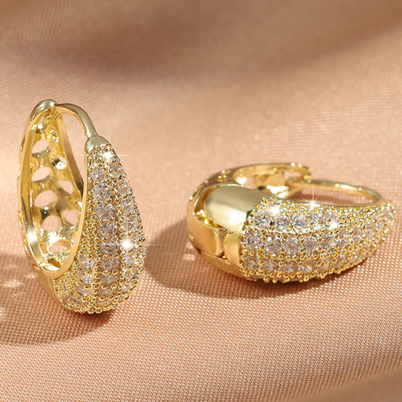 Pave Teardrop Huggie Earrings - Image 2
