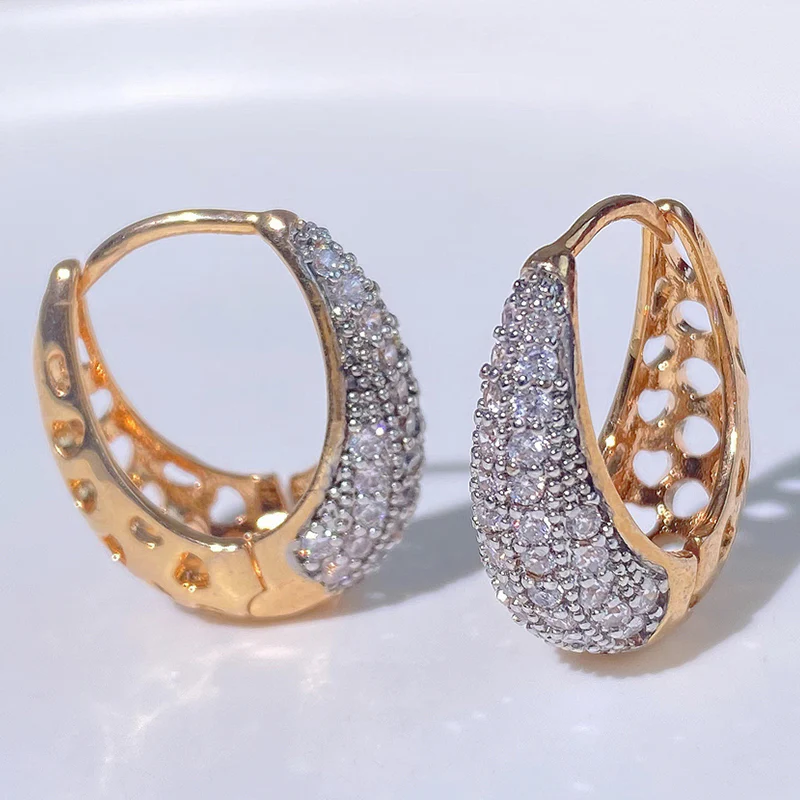 Pave Teardrop Huggie Earrings - Image 3
