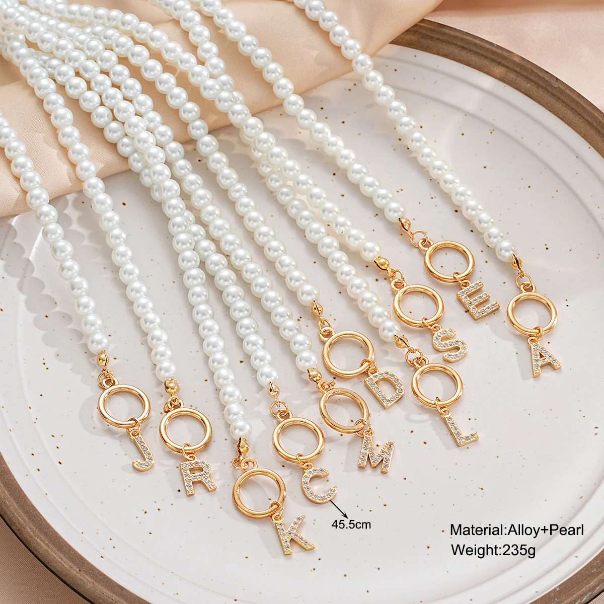 Pearl Beaded Alphabet Keychain - Image 11