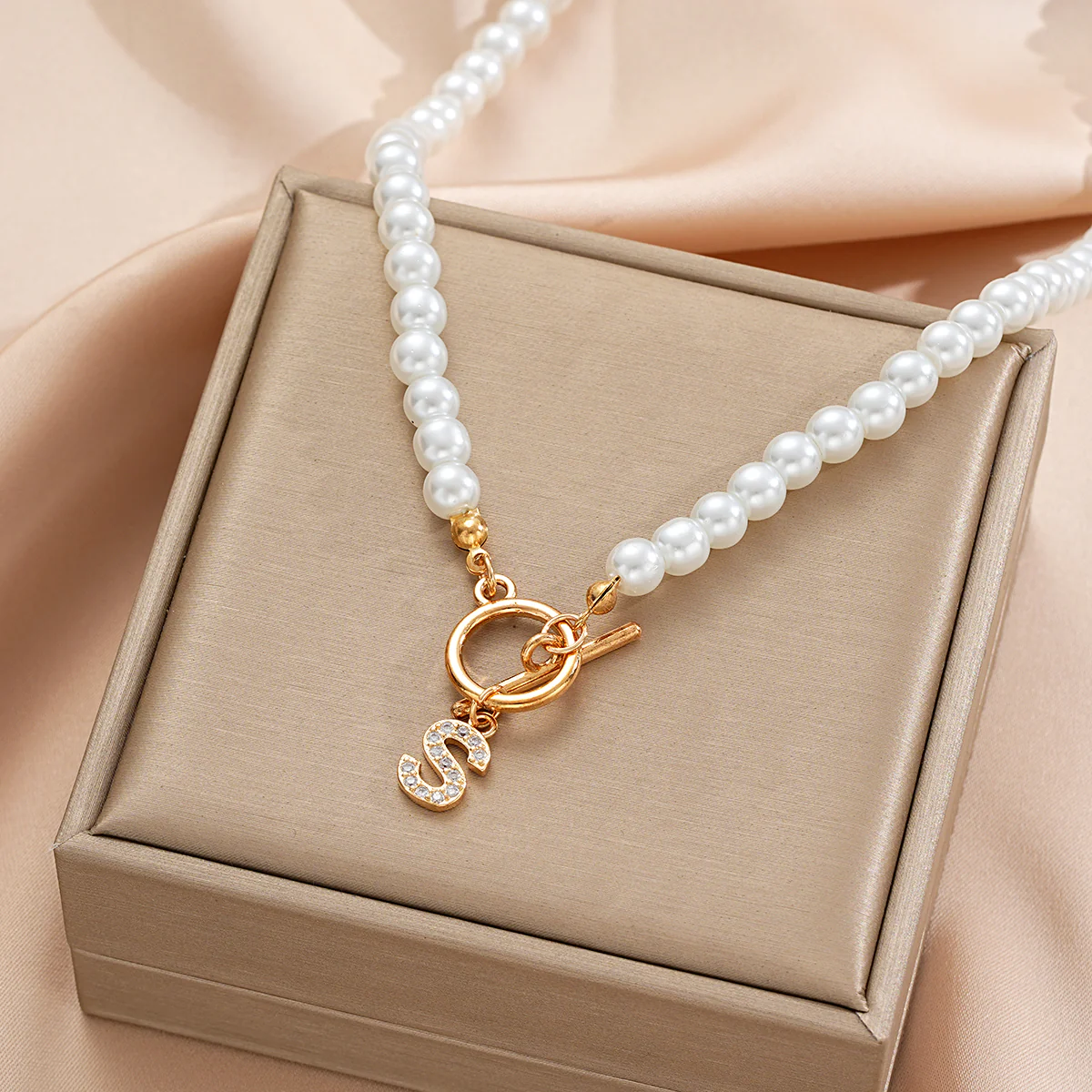 Pearl Beaded Alphabet Keychain - Image 2