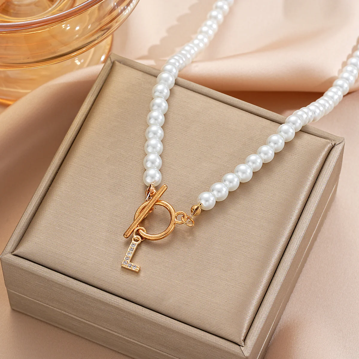 Pearl Beaded Alphabet Keychain - Image 4