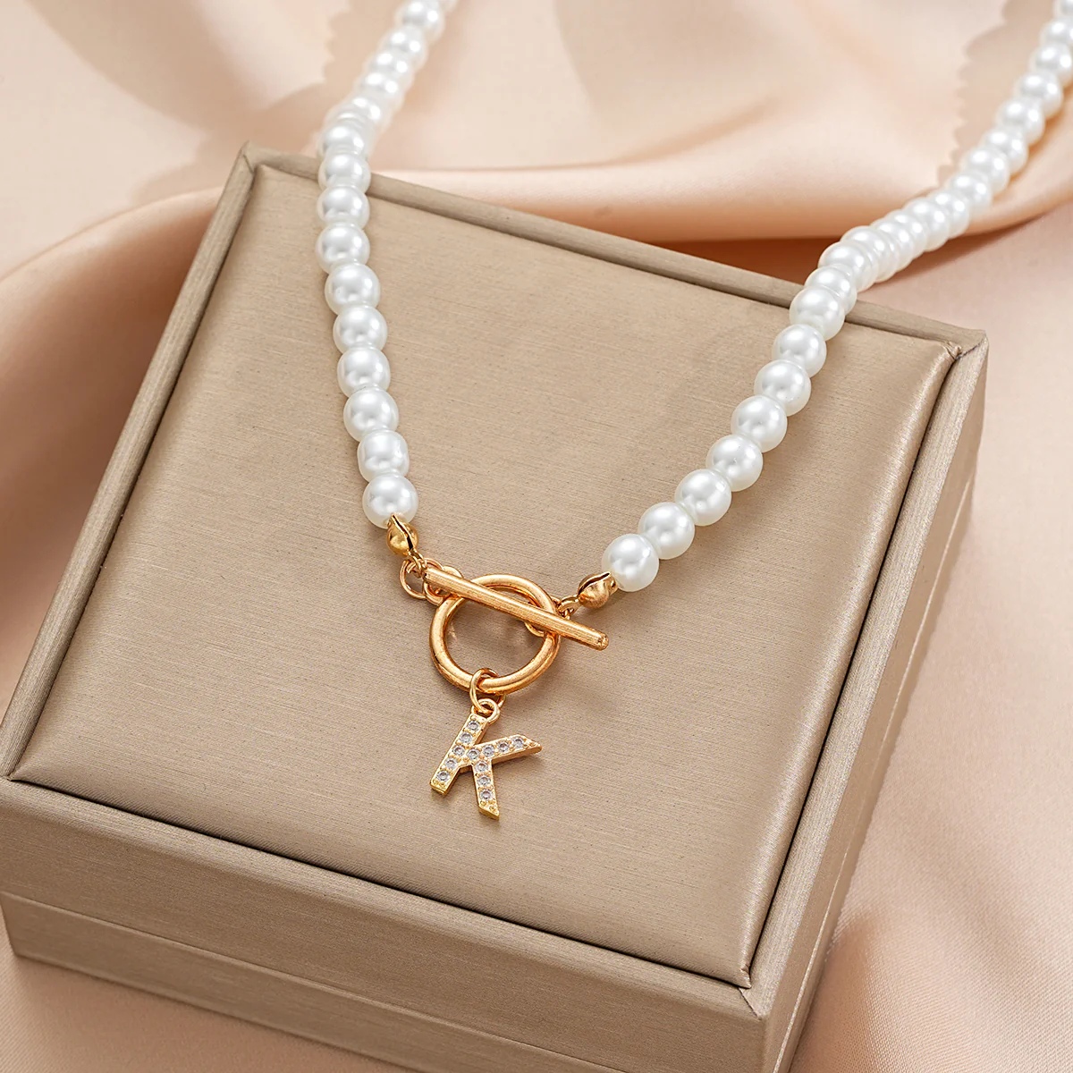 Pearl Beaded Alphabet Keychain - Image 5