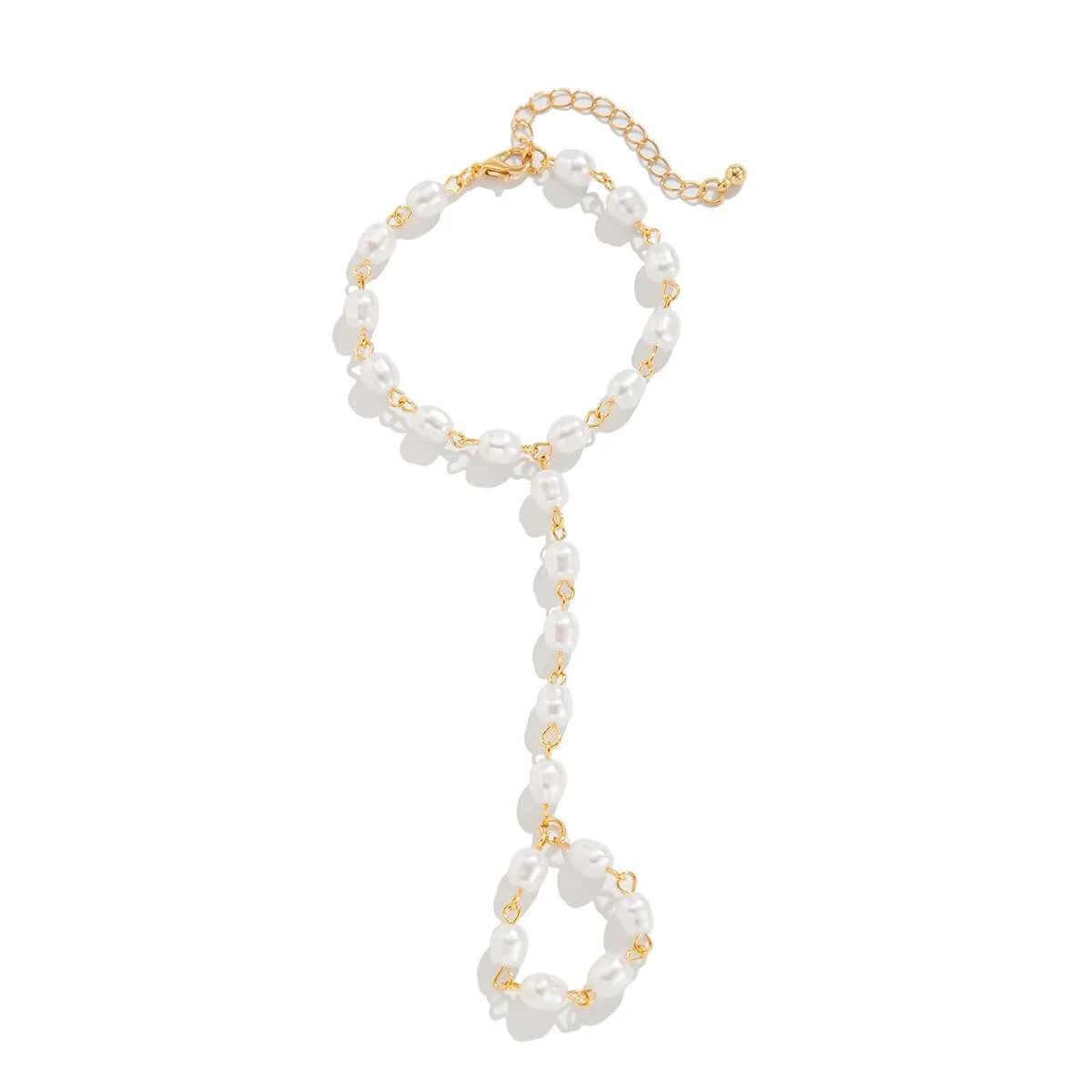 Pearl Beaded Chain Ring Bracelet - Image 3