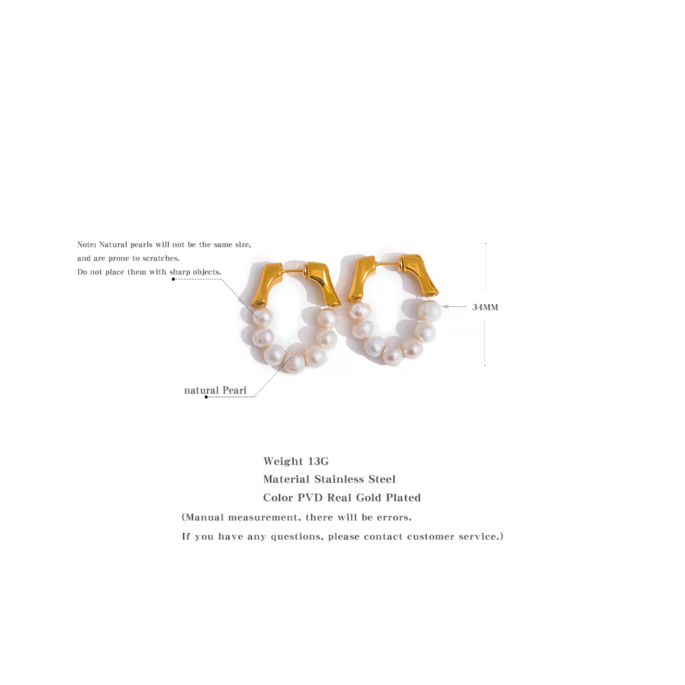 Pearl Beaded Hoop Earrings - Image 4