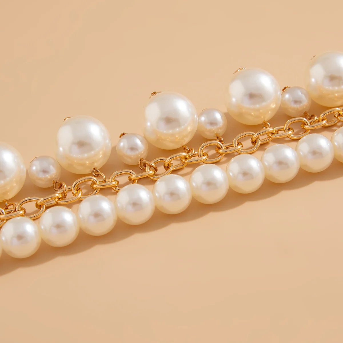 Pearl Chain Choker Necklace - Image 2