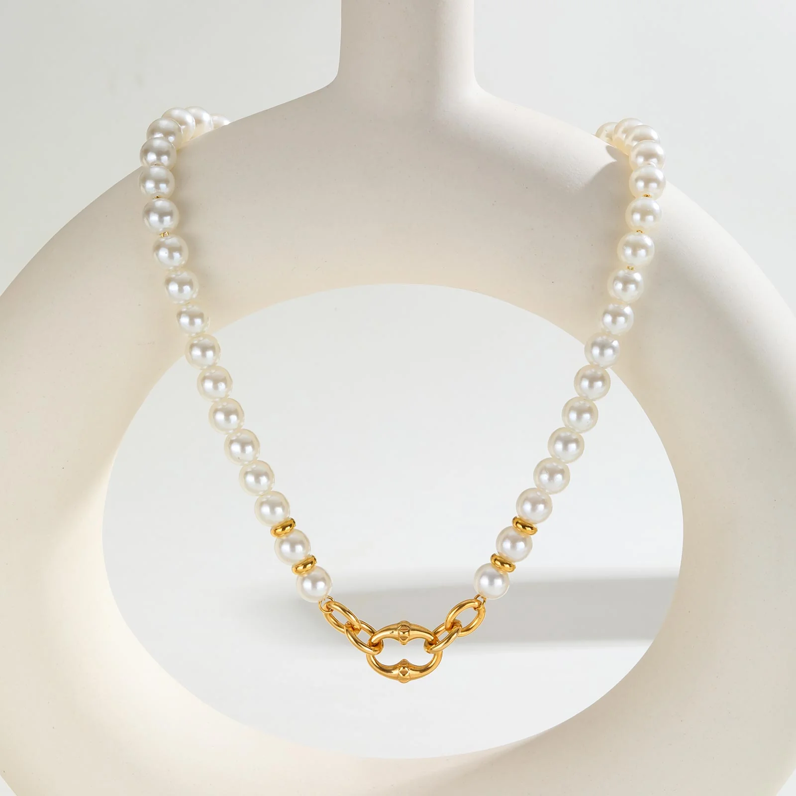 Pearl Chain Toggle Clasp Necklace - Image 2