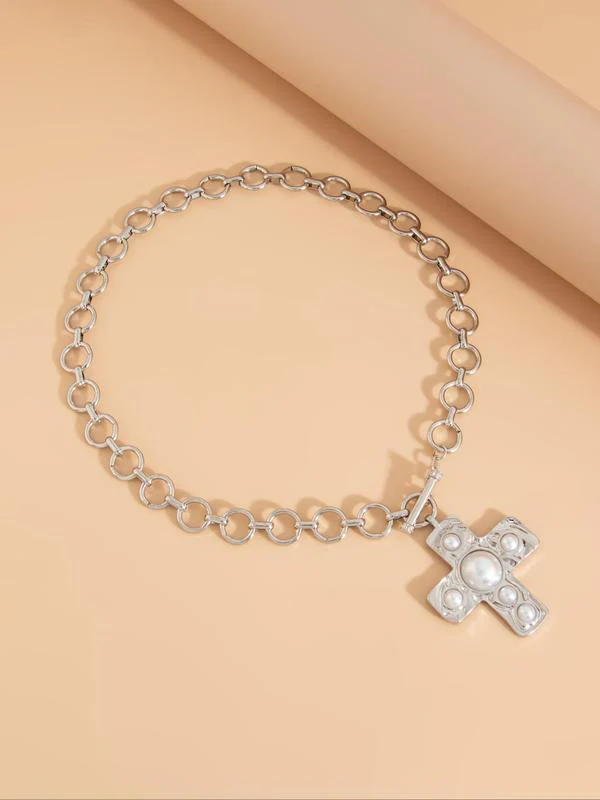 Pearl Cross Buckle Necklace - Image 6