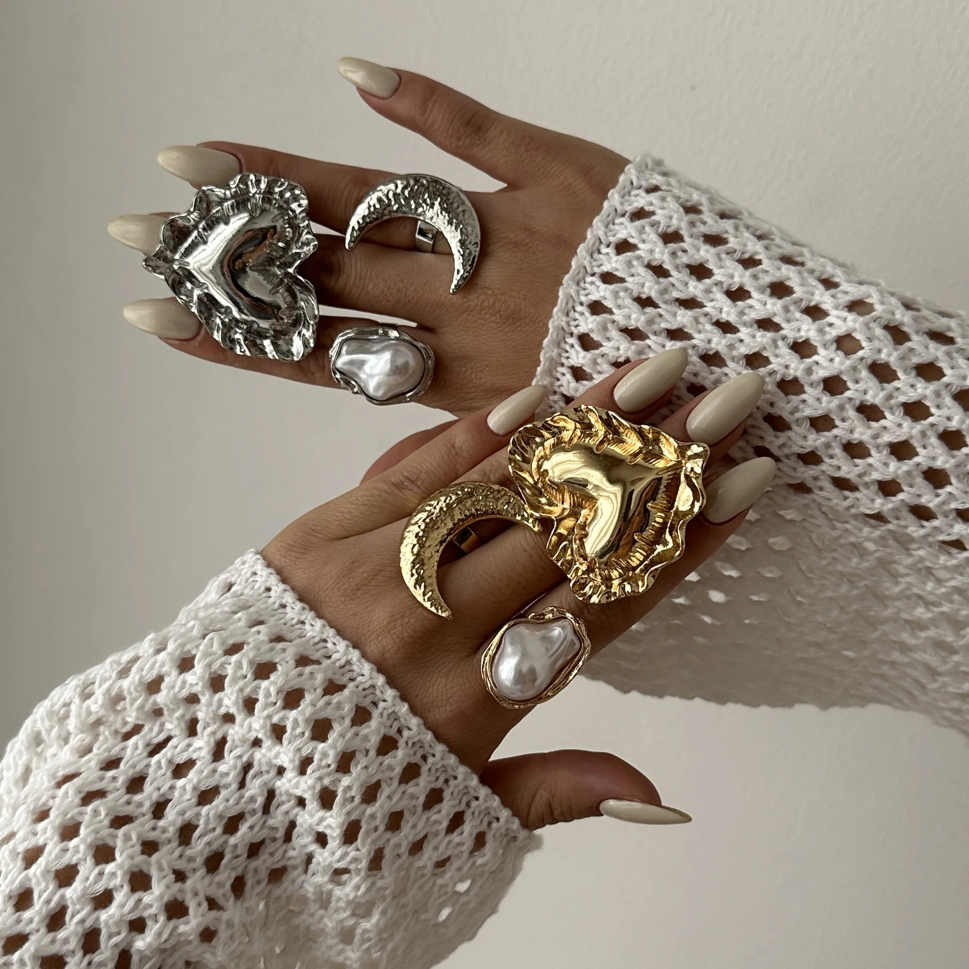 Pearl Heart & Moon Ring