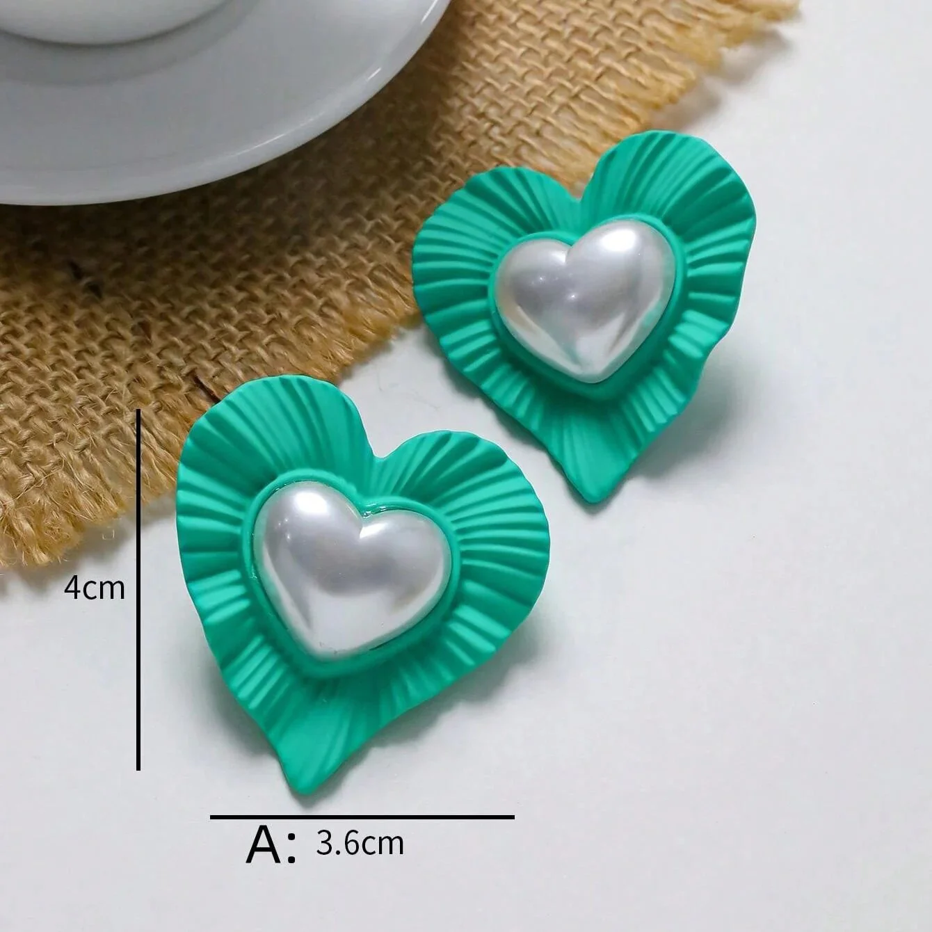 Pearl Heart Stud Earrings - Image 5