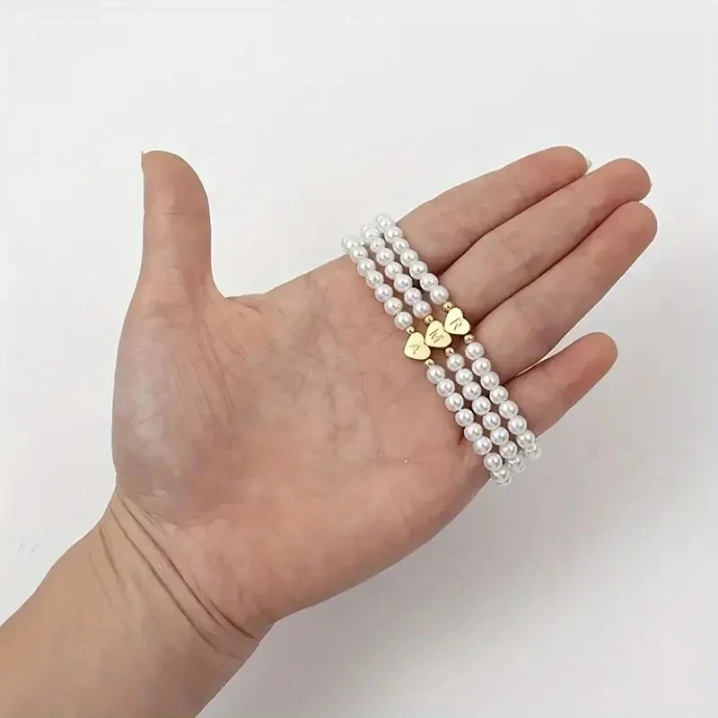 Pearl Initial Heart Bracelet - Image 2