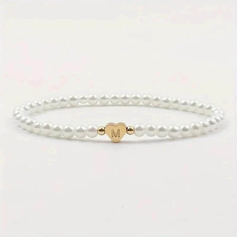 Pearl Initial Heart Bracelet - Image 3