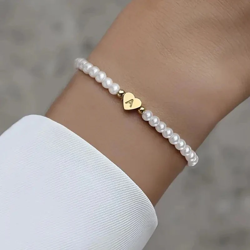 Pearl Initial Heart Bracelet - Image 4
